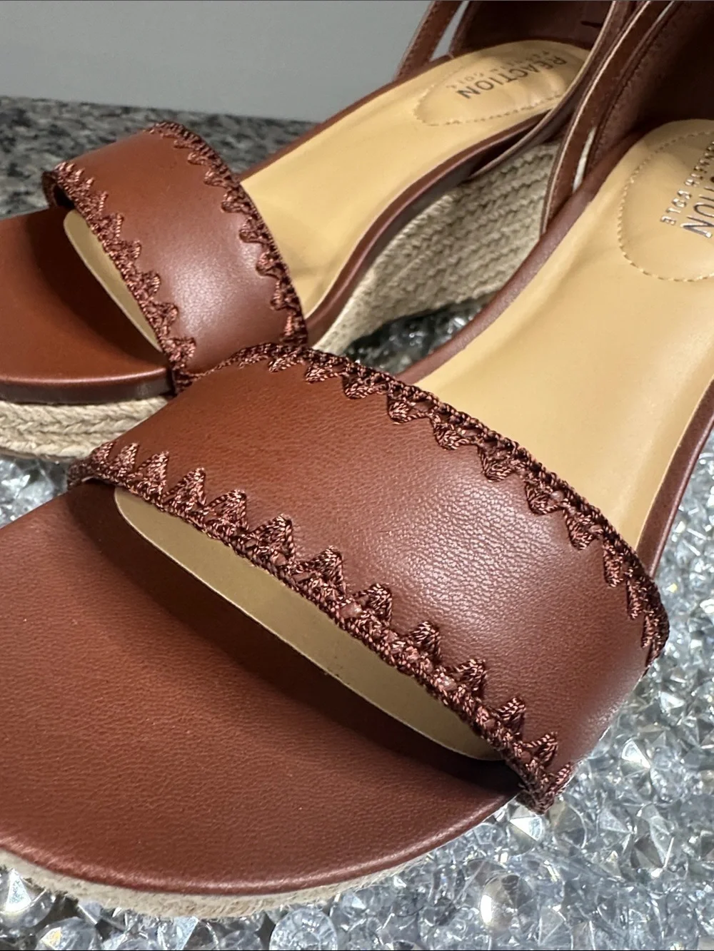 Kenneth Cole Reaction Colton Tan Brown Espadrille Wedge Sandals NEW 7.5